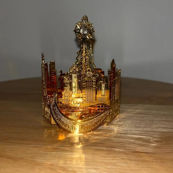 Christmas in Philadelphia Ornament Travel Christmas Gift Gold Bead Ornate Metal - Picture 2 of 4